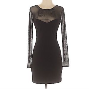 BCBGeneration mesh long sleeve black dress